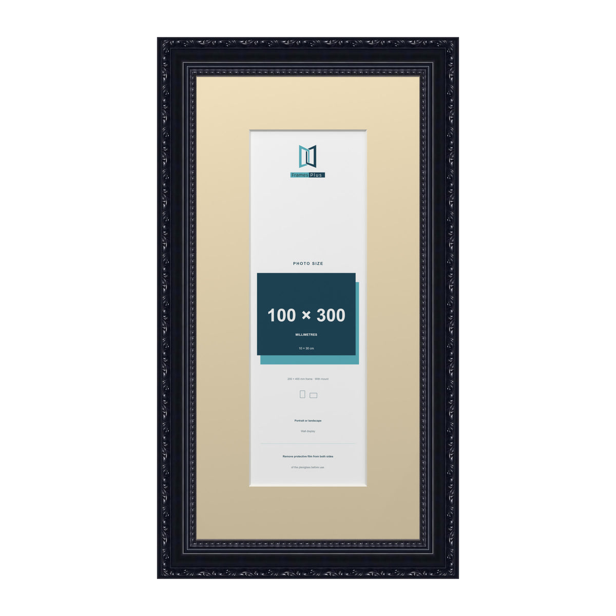 Louis Range Black Picture, Photo & Poster Frame with Ivory Mount - 40x20cm Frame for 30x10cm Photo, Black