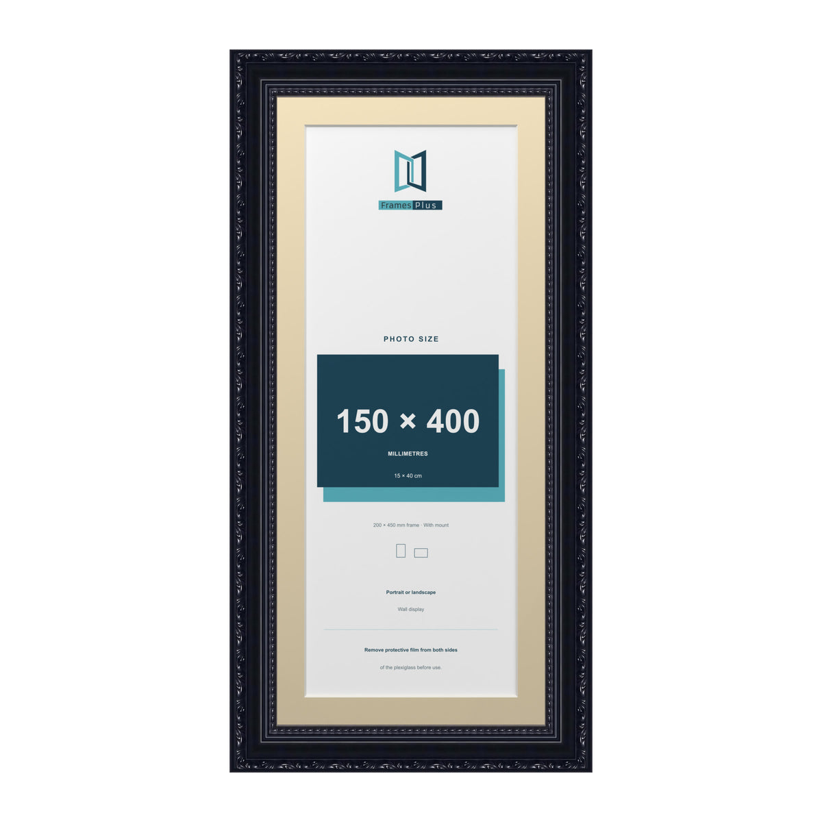 Louis Range Black Picture, Photo & Poster Frame with Ivory Mount - 45x20cm Frame for 40x15cm Photo, Black