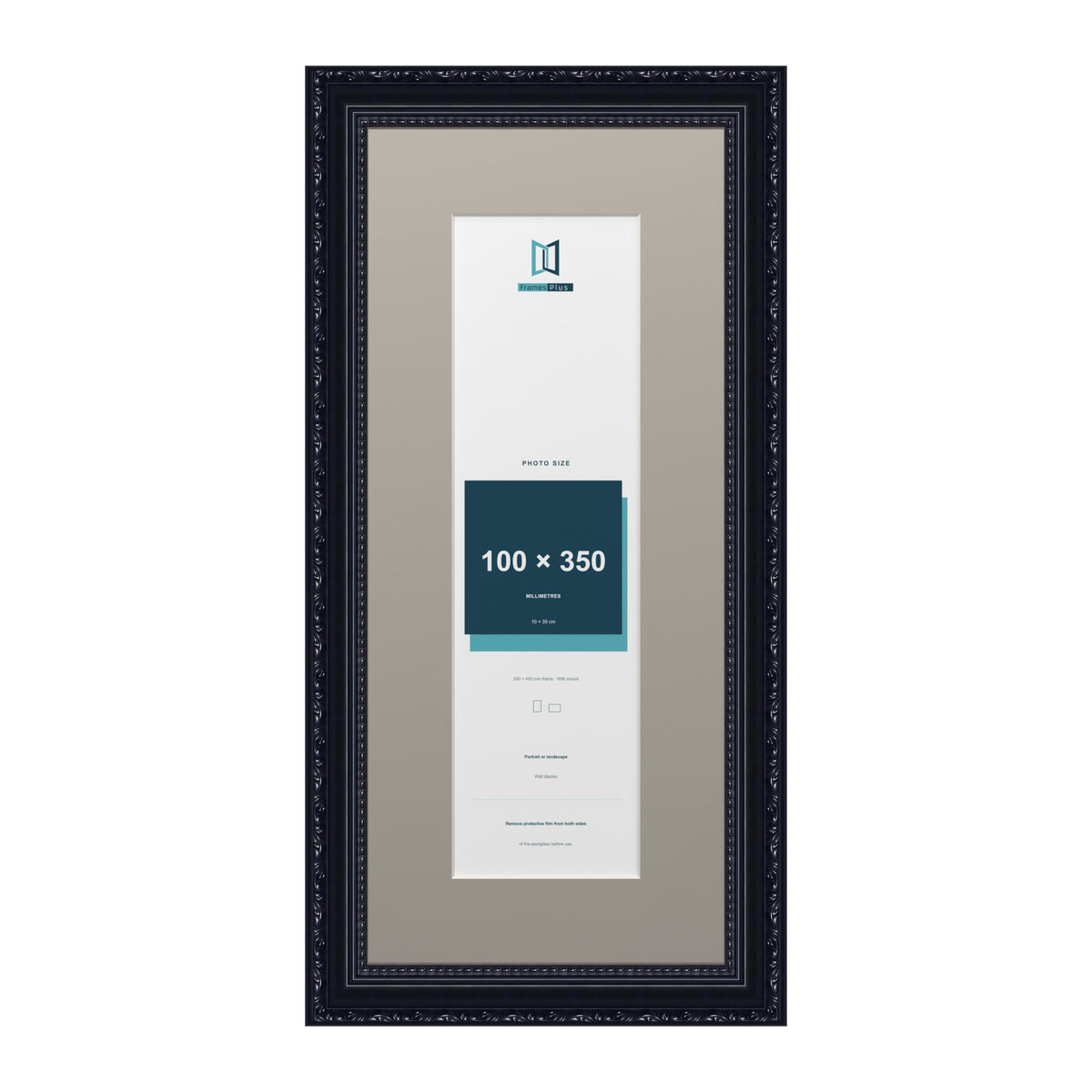 Louis Range Black Picture, Photo & Poster Frame with Dawn Grey Mount - 45x20cm Frame for 35x10cm Photo, Black