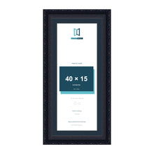 Louis Range Black Picture, Photo & Poster Frame with Pacific Blue Mount - 45x20cm Frame for 40x15cm Photo, Black