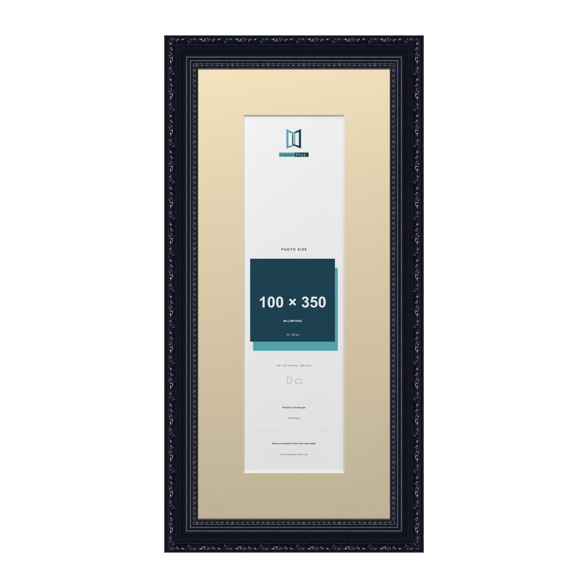 Louis Range Black Picture, Photo & Poster Frame with Ivory Mount - 45x20cm Frame for 35x10cm Photo, Black