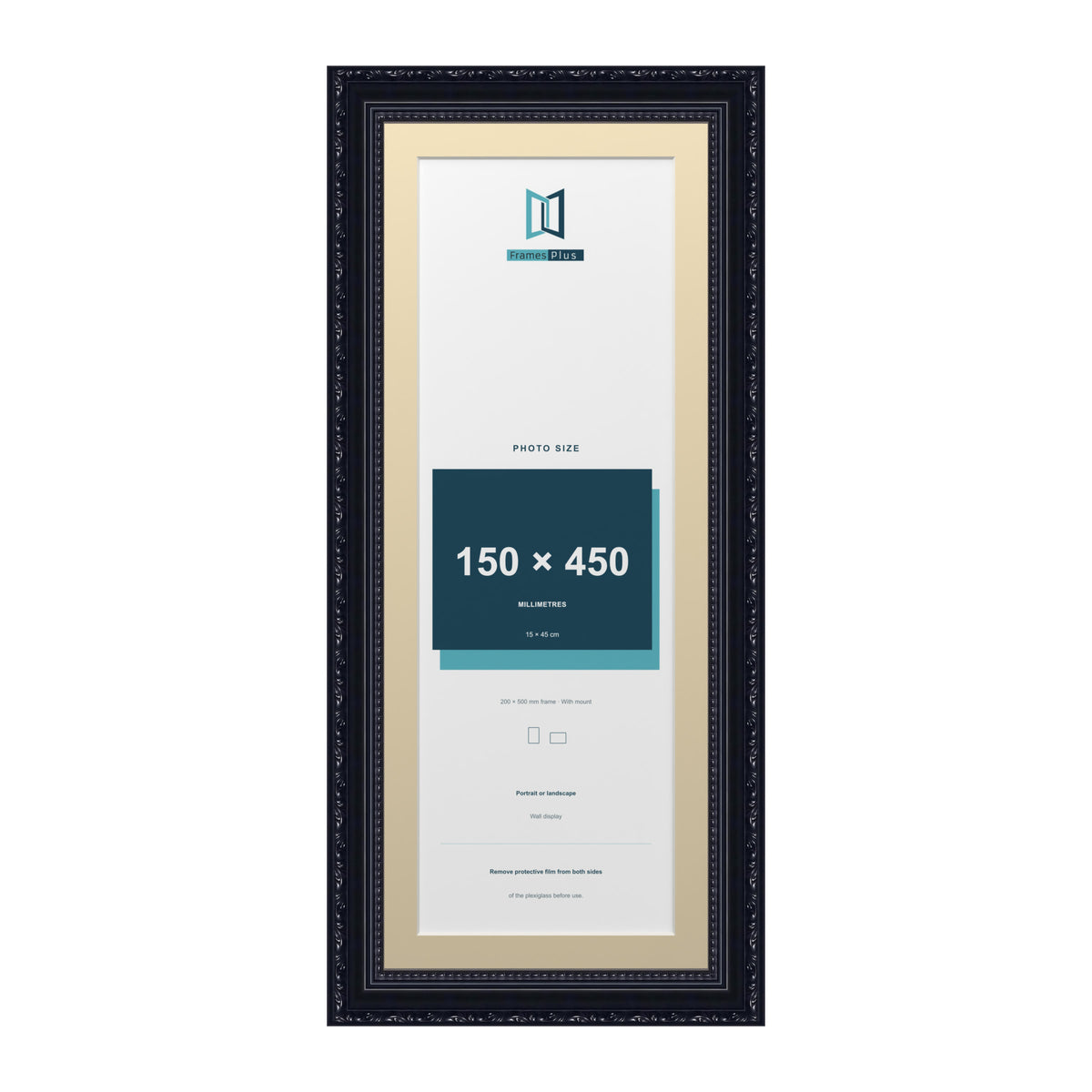Louis Range Black Picture, Photo & Poster Frame with Ivory Mount - 50x20cm Frame for 45x15cm Photo, Black