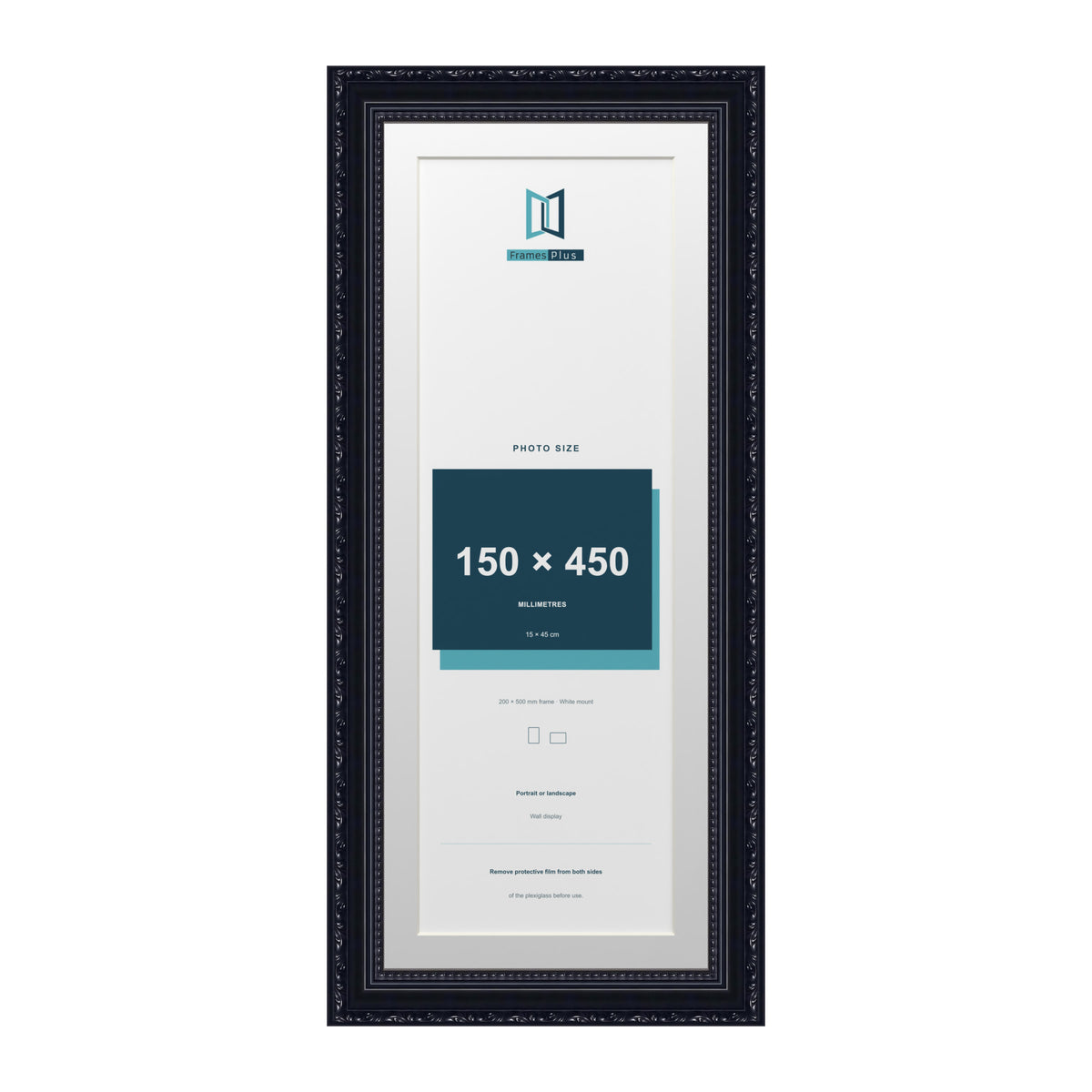 Louis Range Black Picture, Photo & Poster Frame with White Mount - 50x20cm Frame for 45x15cm Photo, Black