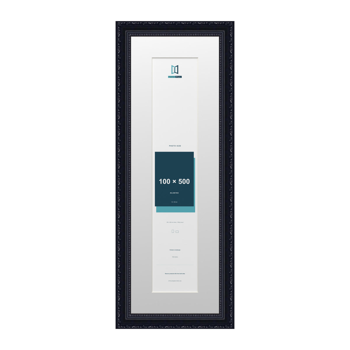 Louis Range Black Picture, Photo & Poster Frame with White Mount - 60x20cm Frame for 50x10cm Photo, Black