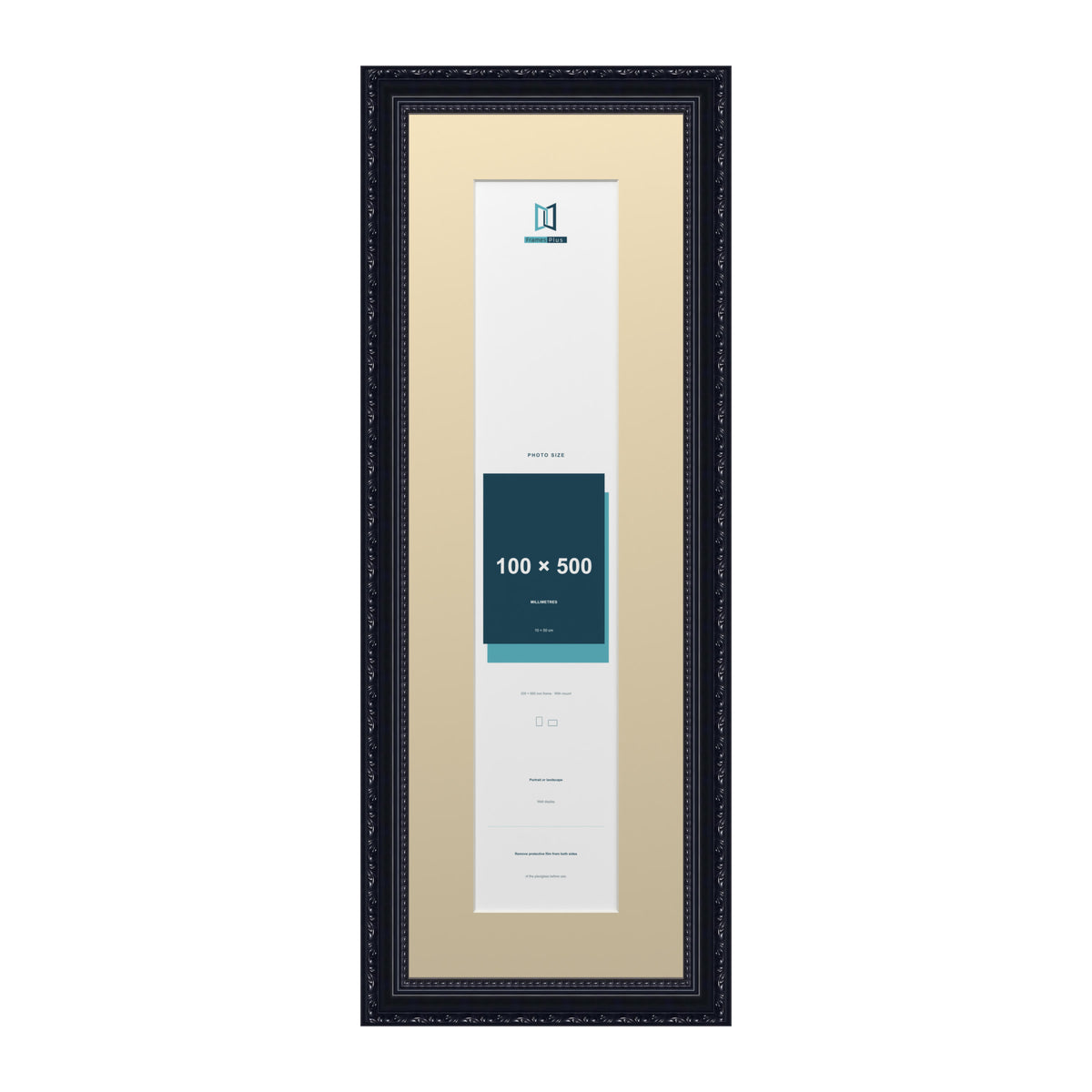 Louis Range Black Picture, Photo & Poster Frame with Ivory Mount - 60x20cm Frame for 50x10cm Photo, Black