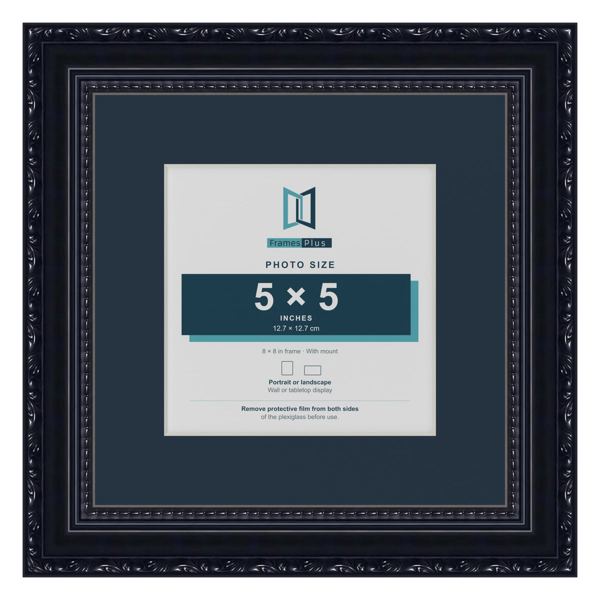 Louis Range Black Picture, Photo & Poster Frame with Pacific Blue Mount - 8x8" Frame for 5x5" Photo, Black
