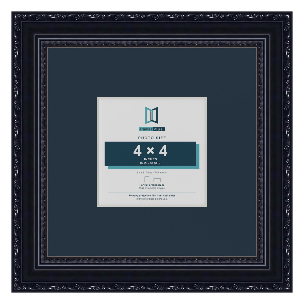 Louis Range Black Picture, Photo & Poster Frame with Pacific Blue Mount - 8x8" Frame for 4x4" Photo, Black