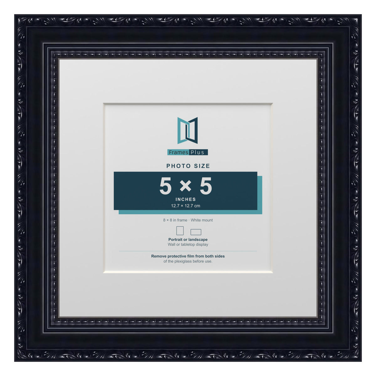 Louis Range Black Picture, Photo & Poster Frame with White Mount - 8x8" Frame for 5x5" Photo, Black