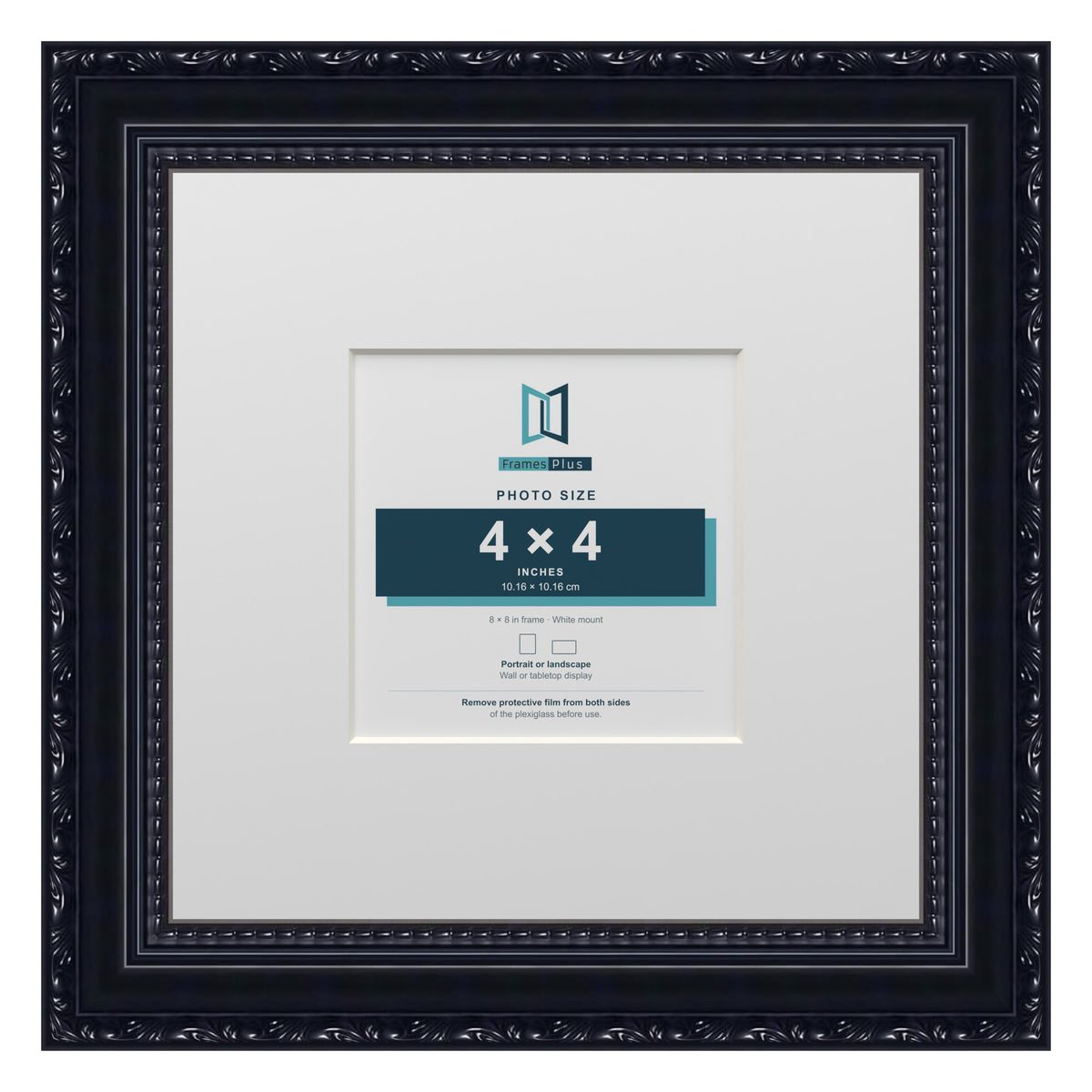 Louis Range Black Picture, Photo & Poster Frame with White Mount - 8x8" Frame for 4x4" Photo, Black
