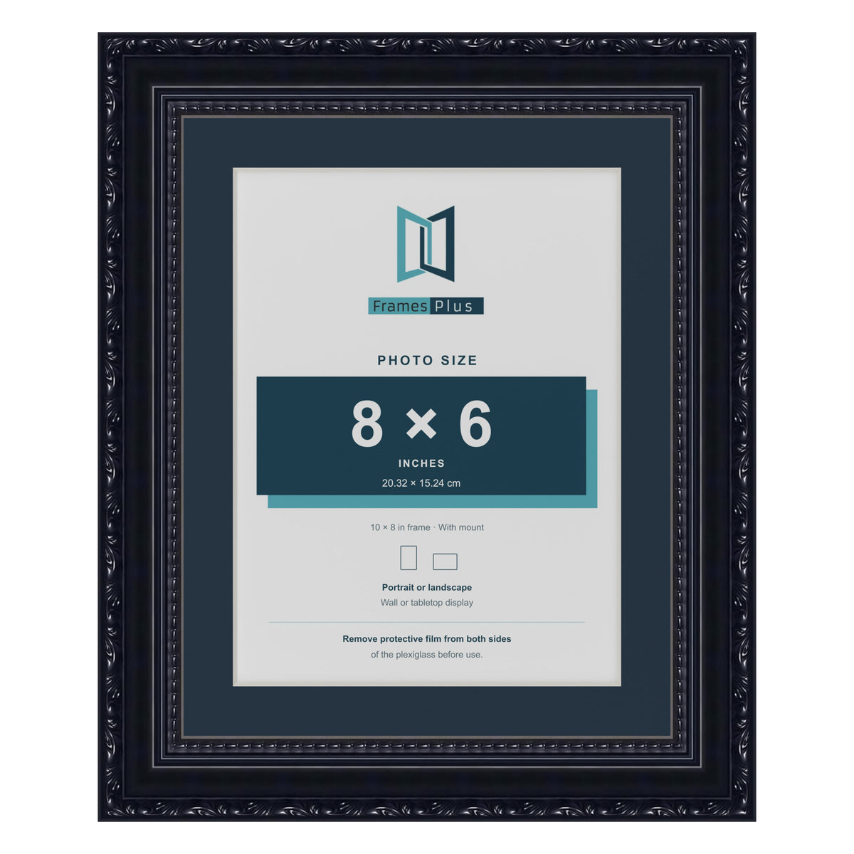 Louis Range Black Picture, Photo & Poster Frame with Pacific Blue Mount - 10x8" Frame for 8x6" Photo, Black