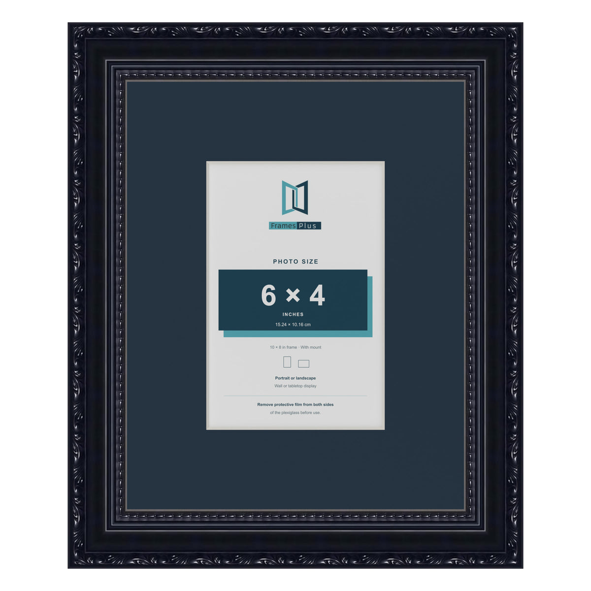 Louis Range Black Picture, Photo & Poster Frame with Pacific Blue Mount - 10x8" Frame for 6x4" Photo, Black