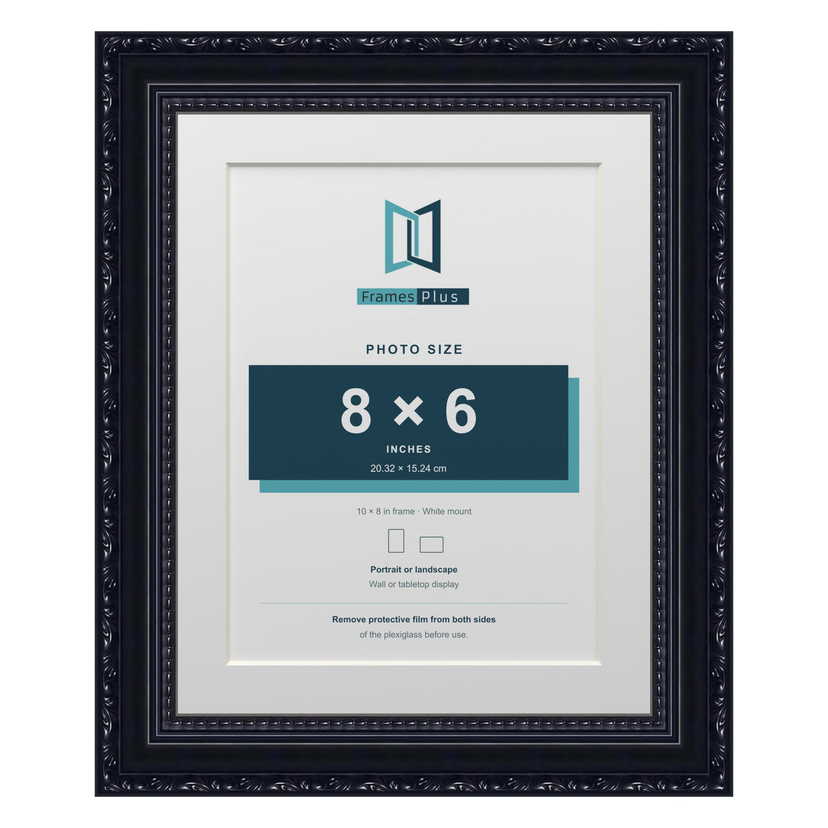 Louis Range Black Picture, Photo & Poster Frame with White Mount - 10x8" Frame for 8x6" Photo, Black
