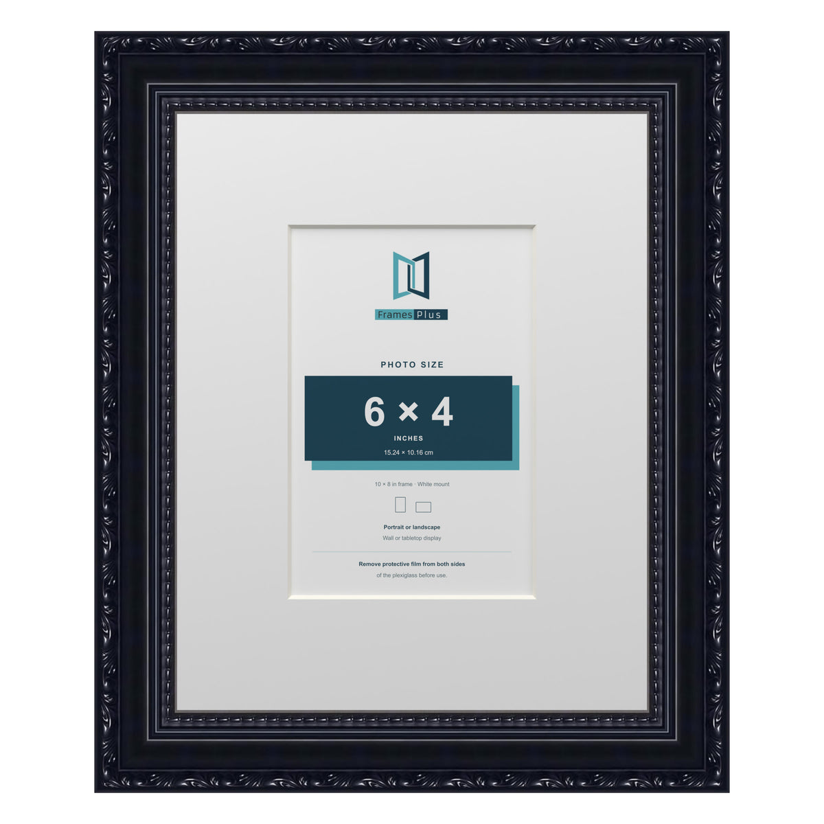 Louis Range Black Picture, Photo & Poster Frame with White Mount - 10x8" Frame for 6x4" Photo, Black
