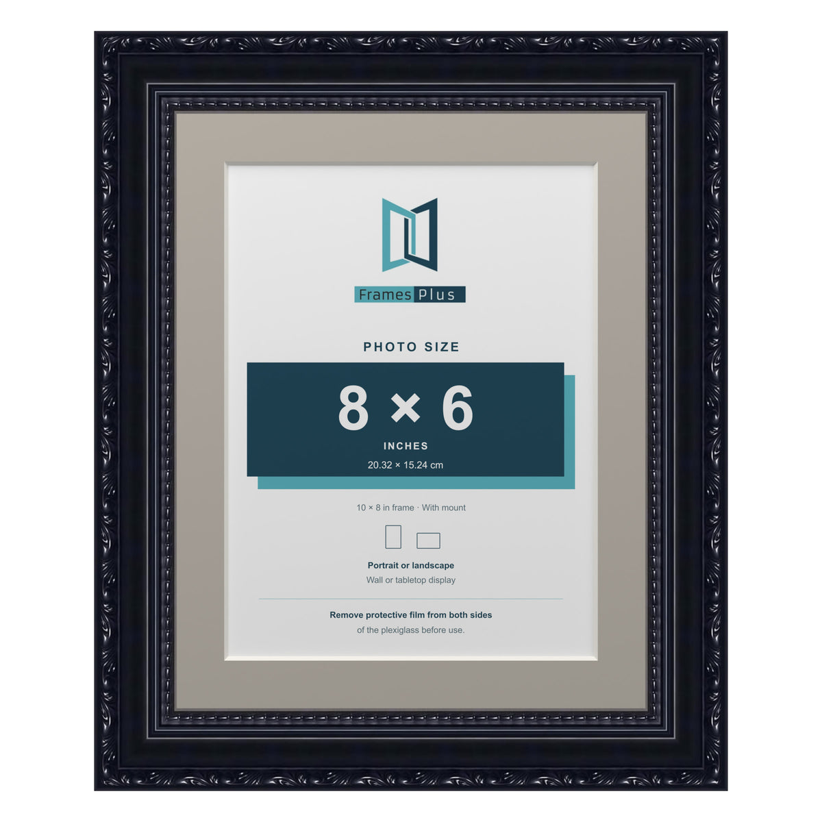 Louis Range Black Picture, Photo & Poster Frame with Dawn Grey Mount - 10x8" Frame for 8x6" Photo, Black