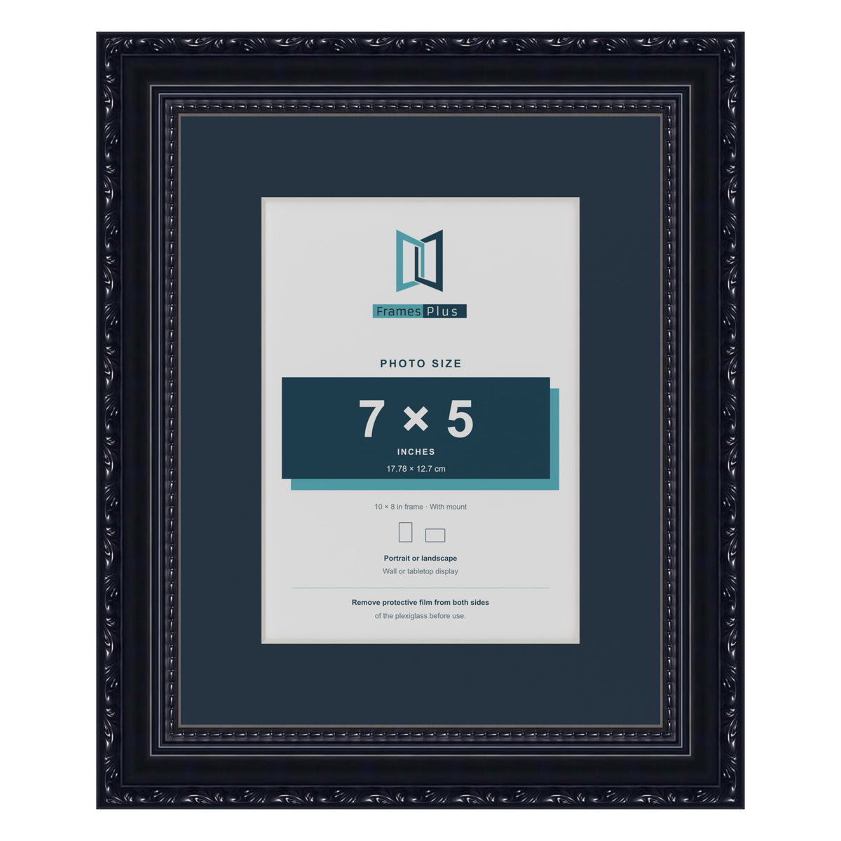 Louis Range Black Picture, Photo & Poster Frame with Pacific Blue Mount - 10x8" Frame for 7x5" Photo, Black