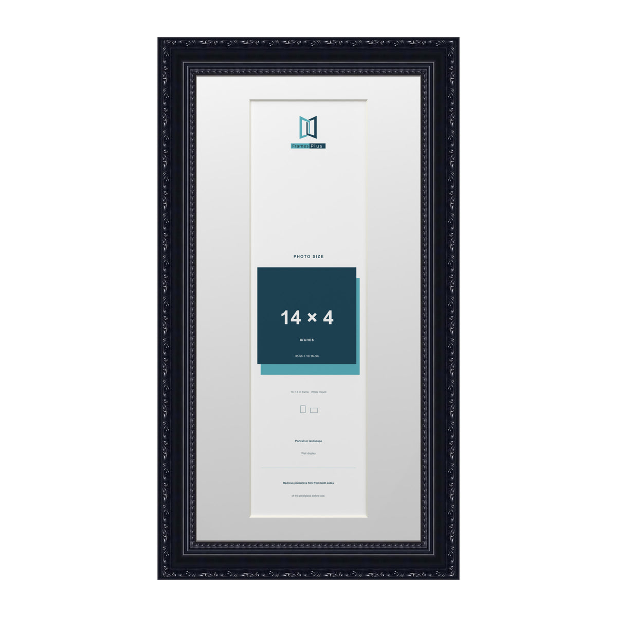 Louis Range Black Picture, Photo & Poster Frame with White Mount - 16x8" Frame for 14x4" Photo, Black