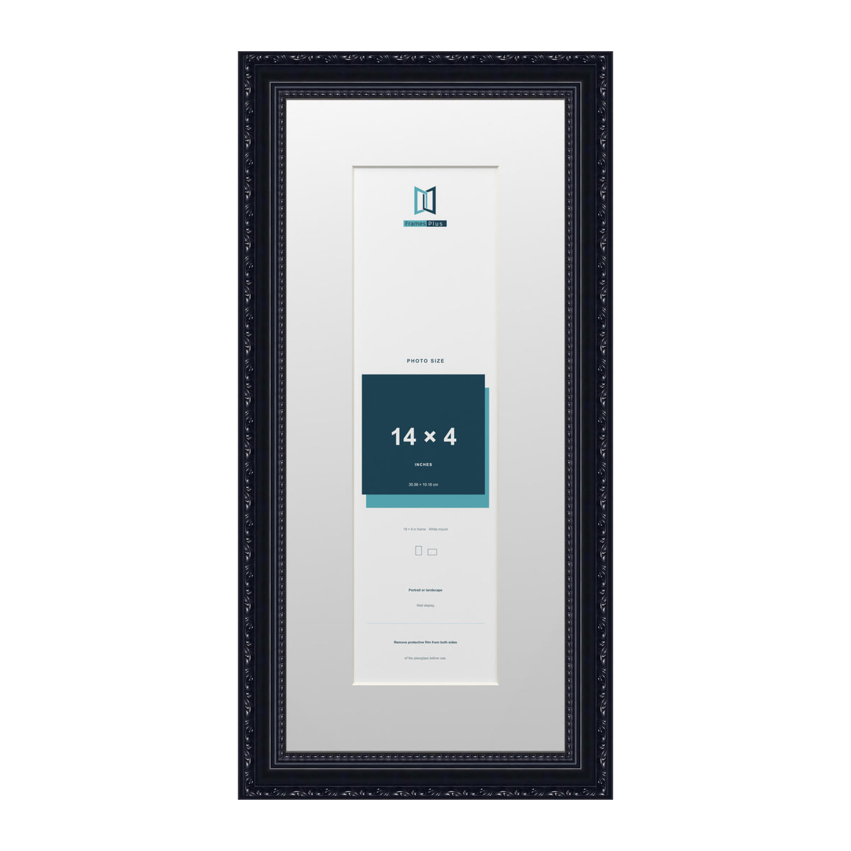 Louis Range Black Picture, Photo & Poster Frame with White Mount - 18x8" Frame for 14x4" Photo, Black