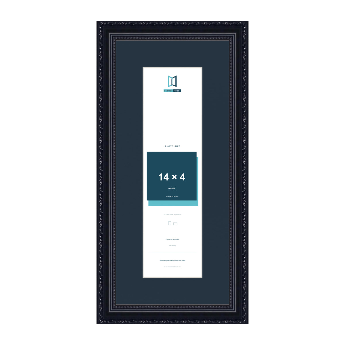 Louis Range Black Picture, Photo & Poster Frame with Pacific Blue Mount - 18x8" Frame for 14x4" Photo, Black