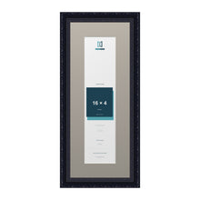 Louis Range Black Picture, Photo & Poster Frame with Dawn Grey Mount - 20x8" Frame for 16x4" Photo, Black