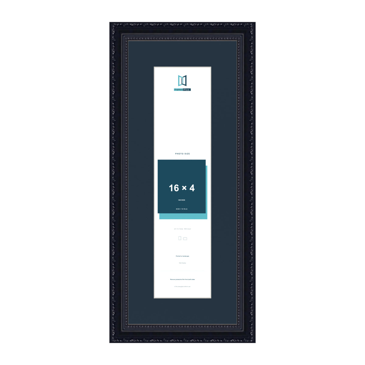 Louis Range Black Picture, Photo & Poster Frame with Pacific Blue Mount - 20x8" Frame for 16x4" Photo, Black