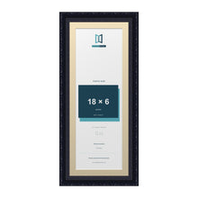 Louis Range Black Picture, Photo & Poster Frame with Ivory Mount - 20x8" Frame for 18x6" Photo, Black