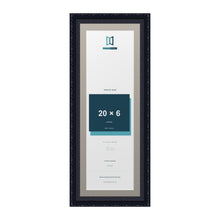 Louis Range Black Picture, Photo & Poster Frame with Dawn Grey Mount - 22x8" Frame for 20x6" Photo, Black