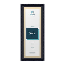 Louis Range Black Picture, Photo & Poster Frame with Ivory Mount - 22x8" Frame for 20x6" Photo, Black