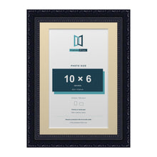 Louis Range Black Picture, Photo & Poster Frame with Ivory Mount - A4 Frame for 10x6" Photo, Black