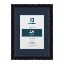 Louis Range Black Picture, Photo & Poster Frame with Pacific Blue Mount - A4 Frame for A5 Photo, Black
