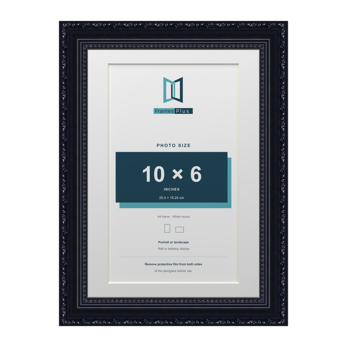 Louis Range Black Picture, Photo & Poster Frame with White Mount - A4 Frame for 10x6" Photo, Black
