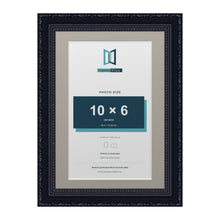 Louis Range Black Picture, Photo & Poster Frame with Dawn Grey Mount - A4 Frame for 10x6" Photo, Black
