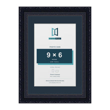 Louis Range Black Picture, Photo & Poster Frame with Pacific Blue Mount - A4 Frame for 9x6" Photo, Black