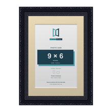 Louis Range Black Picture, Photo & Poster Frame with Ivory Mount - A4 Frame for 9x6" Photo, Black