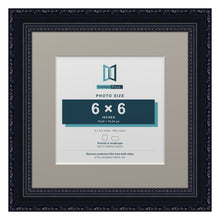 Louis Range Black Picture, Photo & Poster Frame with Dawn Grey Mount - 9x9" Frame for 6x6" Photo, Black