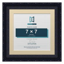 Louis Range Black Picture, Photo & Poster Frame with Ivory Mount - 9x9" Frame for 7x7" Photo, Black