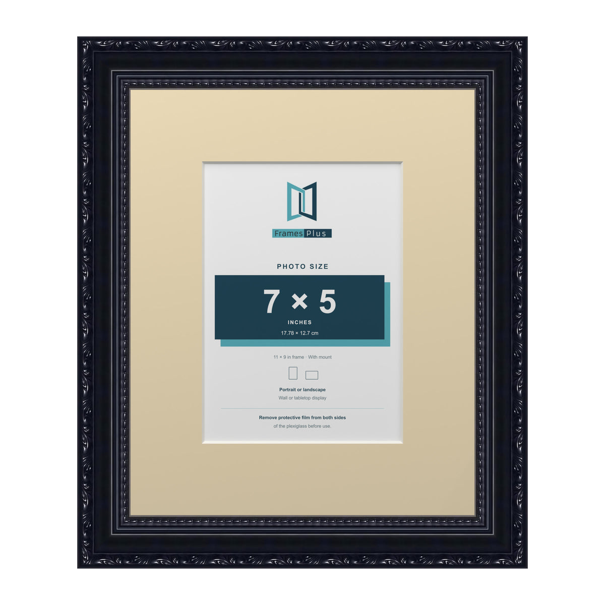 Louis Range Black Picture, Photo & Poster Frame with Ivory Mount - 11x9" Frame for 7x5" Photo, Black