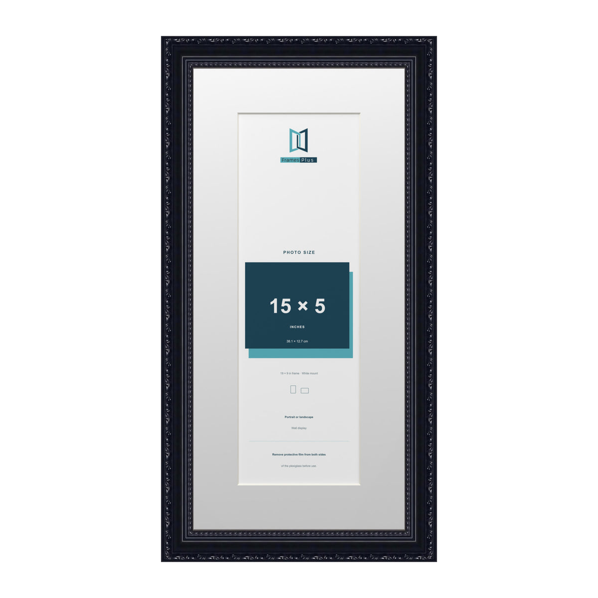 Louis Range Black Picture, Photo & Poster Frame with White Mount - 19x9" Frame for 15x5" Photo, Black