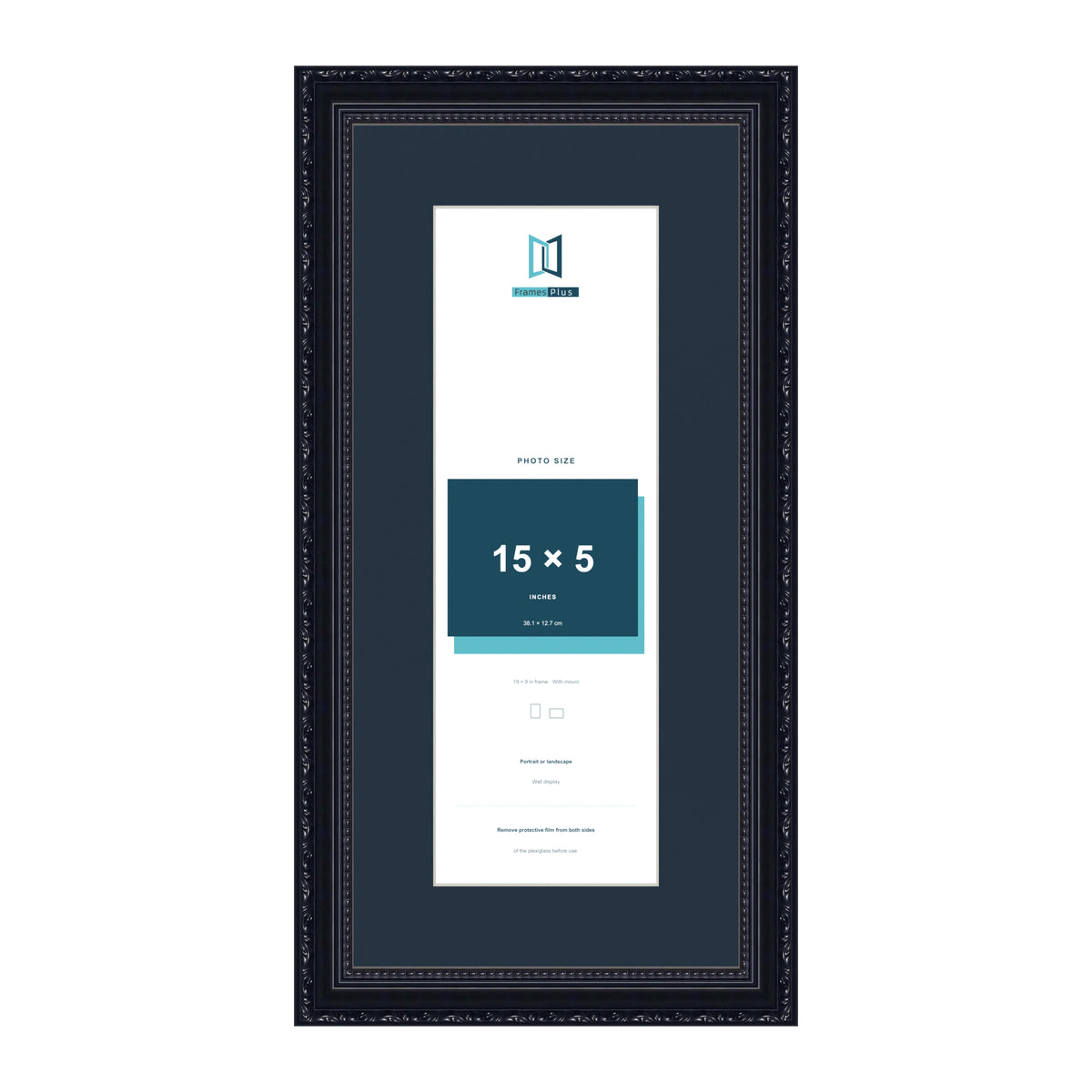Louis Range Black Picture, Photo & Poster Frame with Pacific Blue Mount - 19x9" Frame for 15x5" Photo, Black