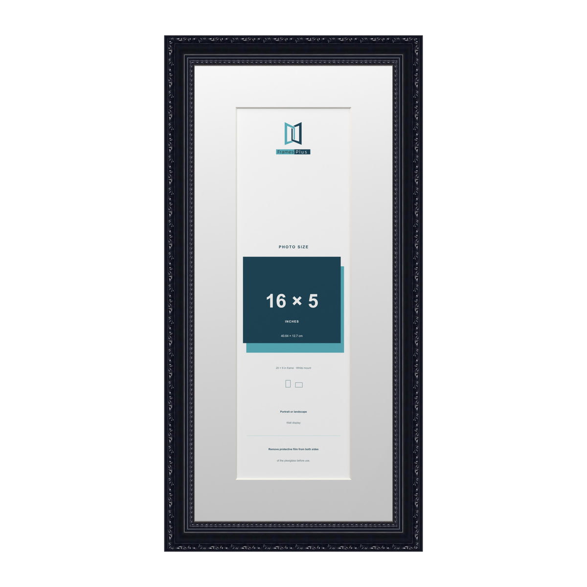 Louis Range Black Picture, Photo & Poster Frame with White Mount - 20x9" Frame for 16x5" Photo, Black