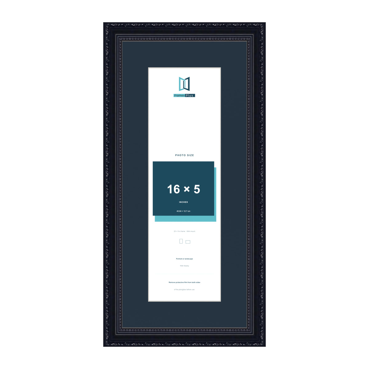 Louis Range Black Picture, Photo & Poster Frame with Pacific Blue Mount - 20x9" Frame for 16x5" Photo, Black