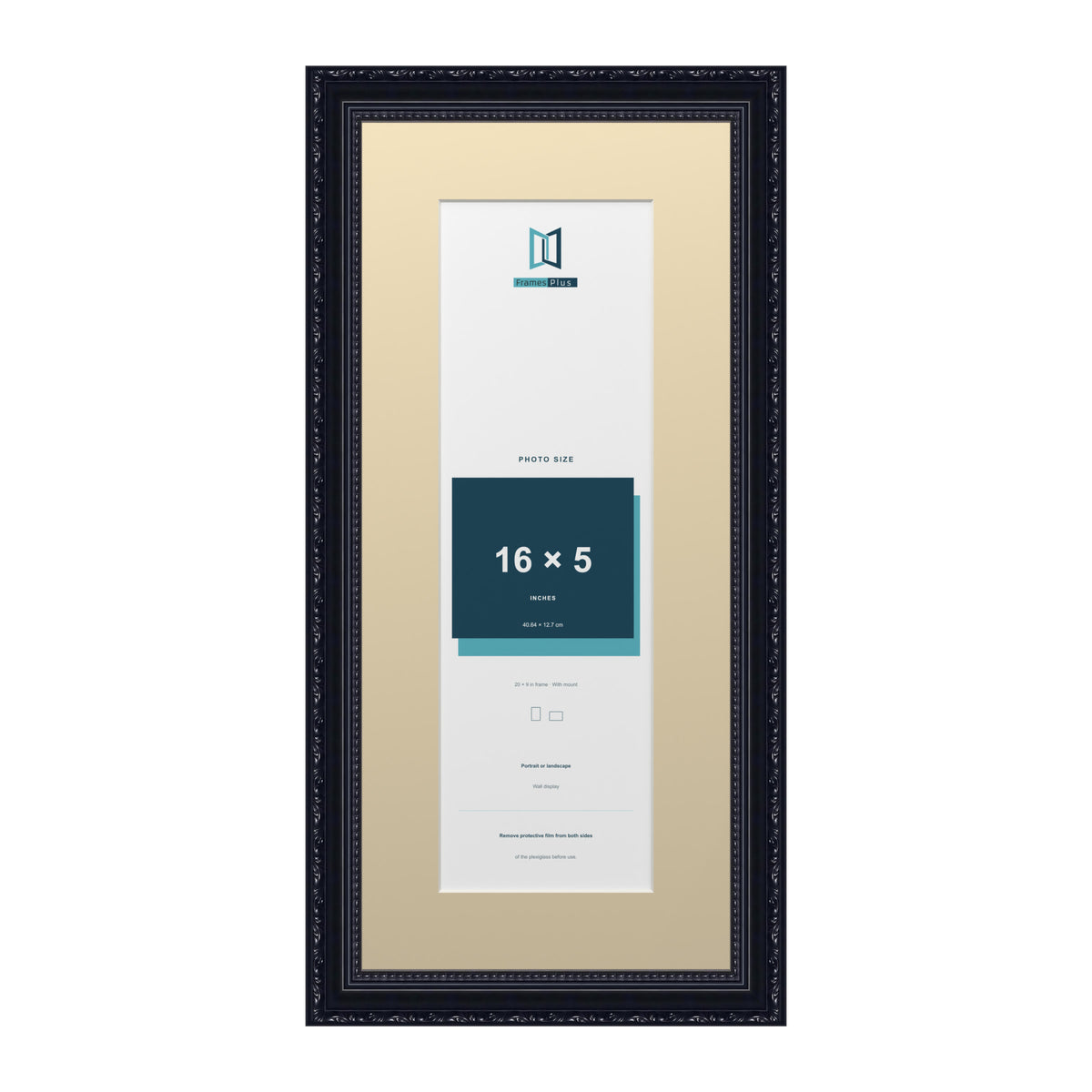 Louis Range Black Picture, Photo & Poster Frame with Ivory Mount - 20x9" Frame for 16x5" Photo, Black