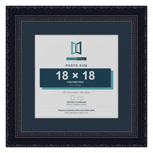 Louis Range Black Picture, Photo & Poster Frame with Pacific Blue Mount - 25x25cm Frame for 18x18cm Photo, Black