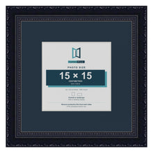 Louis Range Black Picture, Photo & Poster Frame with Pacific Blue Mount - 25x25cm Frame for 15x15cm Photo, Black
