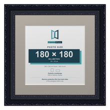Louis Range Black Picture, Photo & Poster Frame with Dawn Grey Mount - 25x25cm Frame for 18x18cm Photo, Black