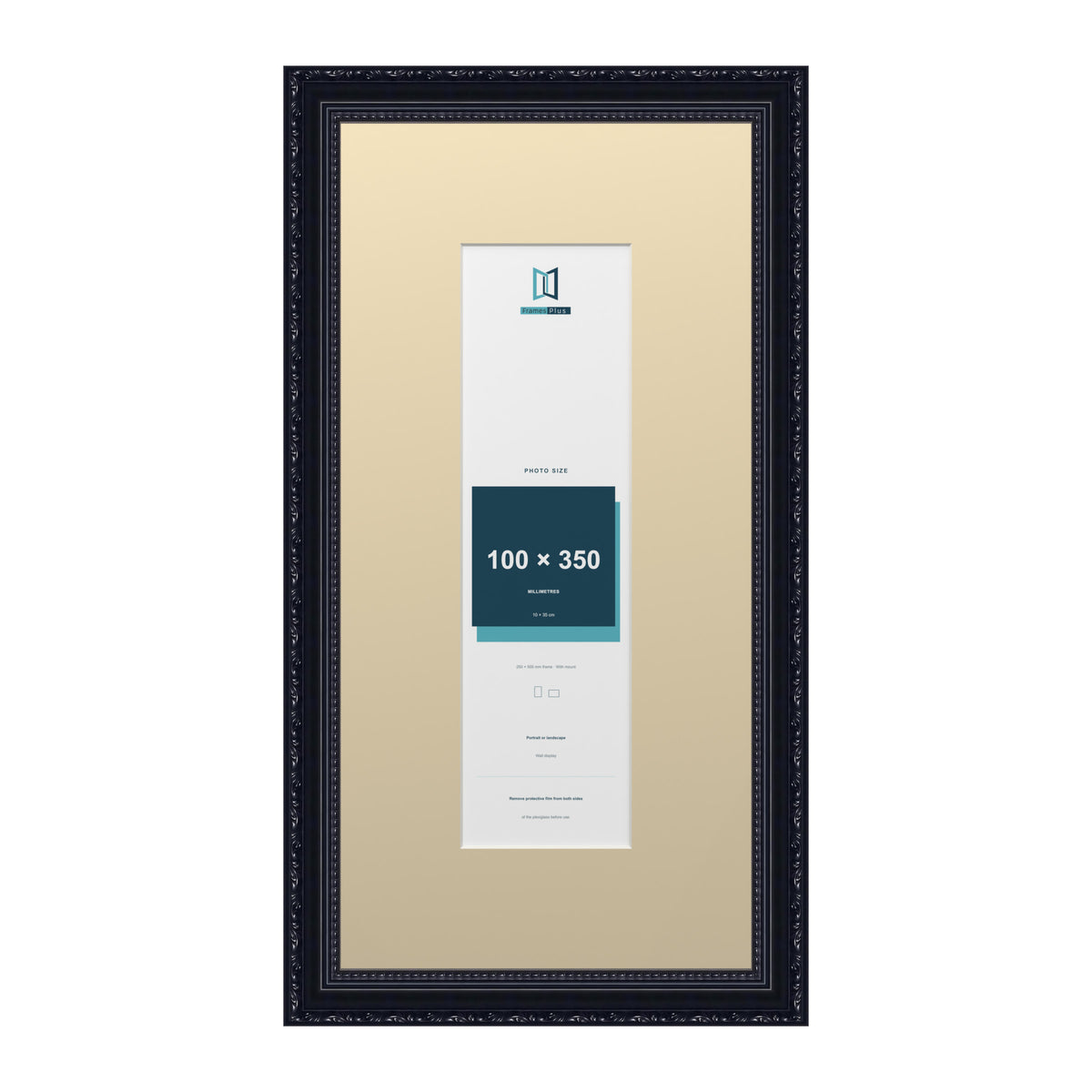 Louis Range Black Picture, Photo & Poster Frame with Ivory Mount - 50x25cm Frame for 35x10cm Photo, Black
