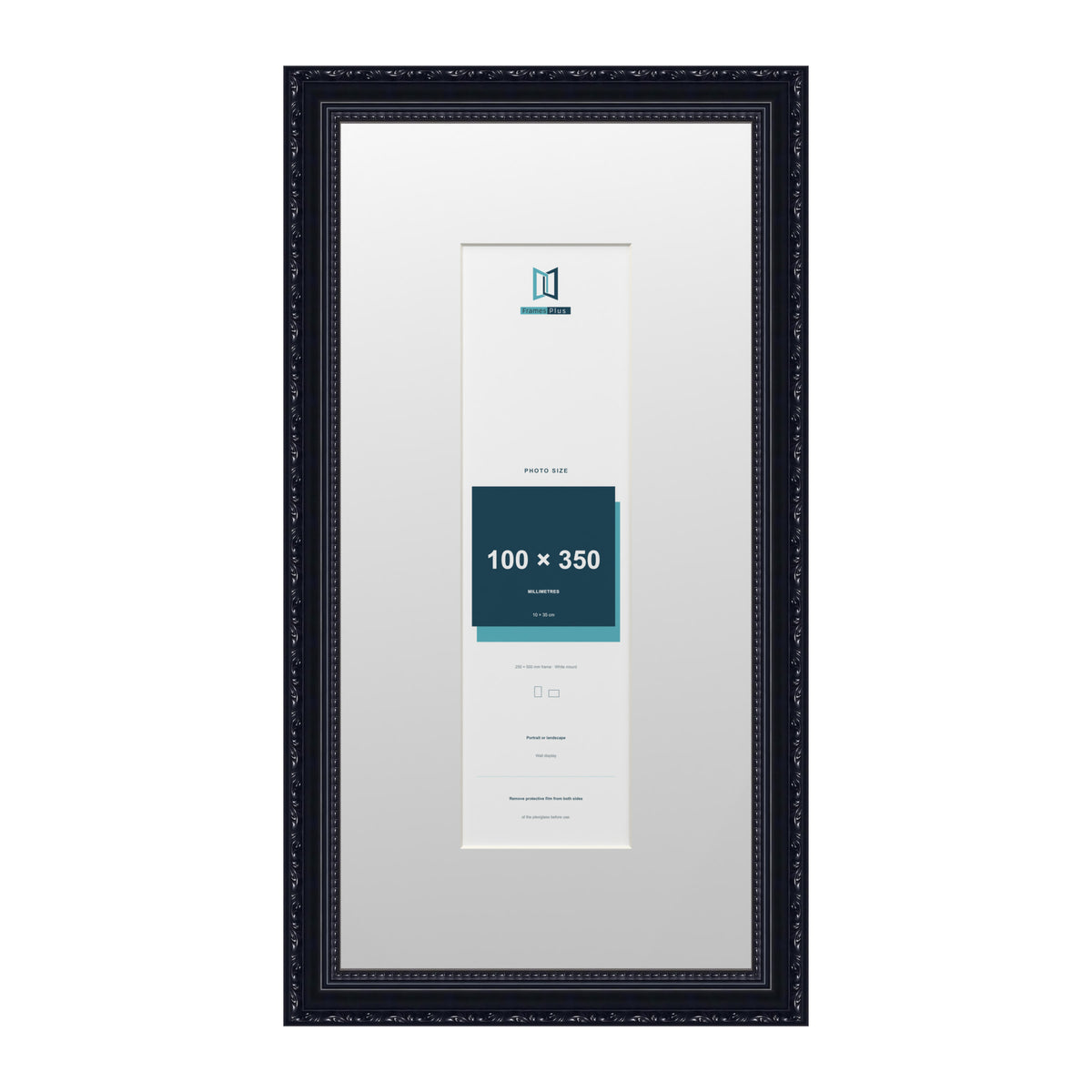 Louis Range Black Picture, Photo & Poster Frame with White Mount - 50x25cm Frame for 35x10cm Photo, Black