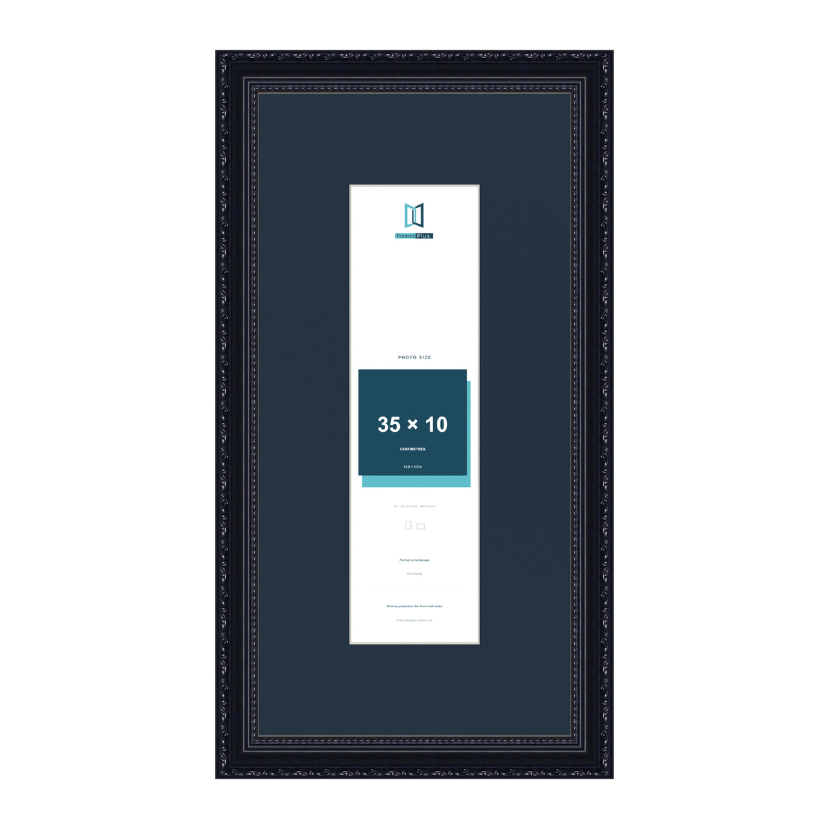 Louis Range Black Picture, Photo & Poster Frame with Pacific Blue Mount - 50x25cm Frame for 35x10cm Photo, Black
