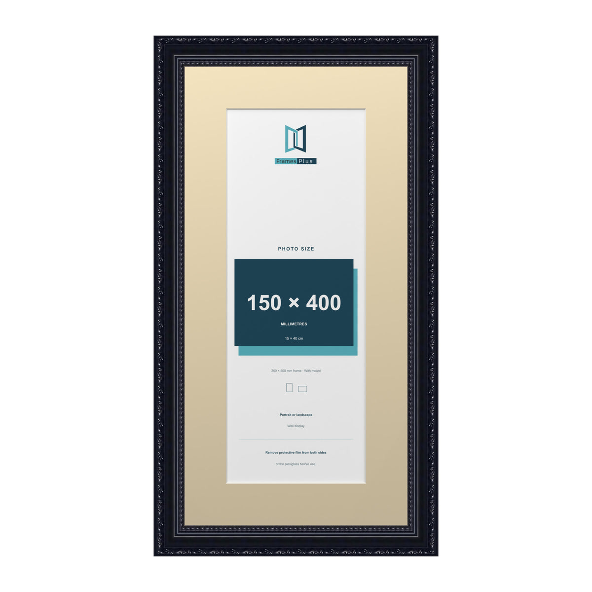 Louis Range Black Picture, Photo & Poster Frame with Ivory Mount - 50x25cm Frame for 40x15cm Photo, Black