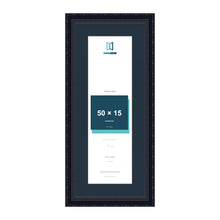 Louis Range Black Picture, Photo & Poster Frame with Pacific Blue Mount - 60x25cm Frame for 50x15cm Photo, Black