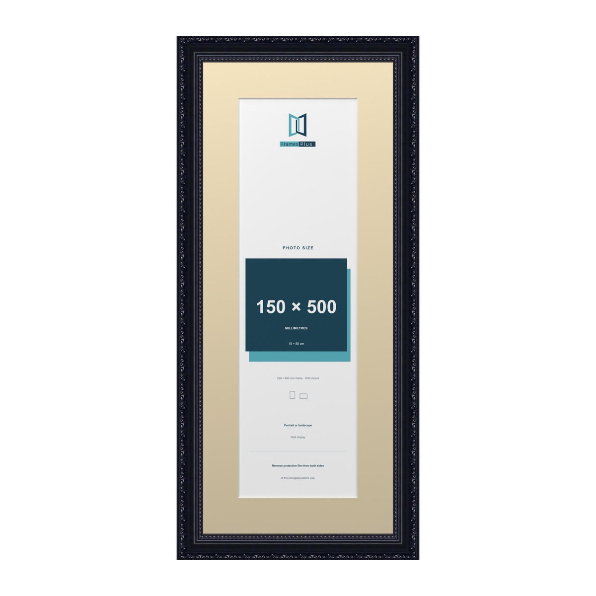 Louis Range Black Picture, Photo & Poster Frame with Ivory Mount - 60x25cm Frame for 50x15cm Photo, Black